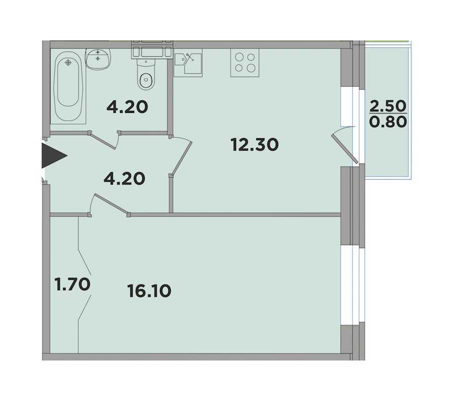 Однокомнатная квартира в : площадь 39.3 м2 , этаж: 3 - 4 – купить в Санкт-Петербурге